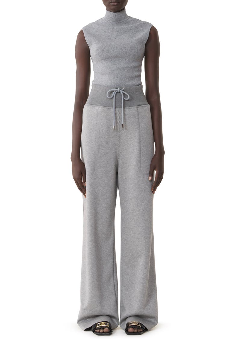 Wide Jogging Suit In Double-Faced Jersey, Main, color, Light Grey/Black
