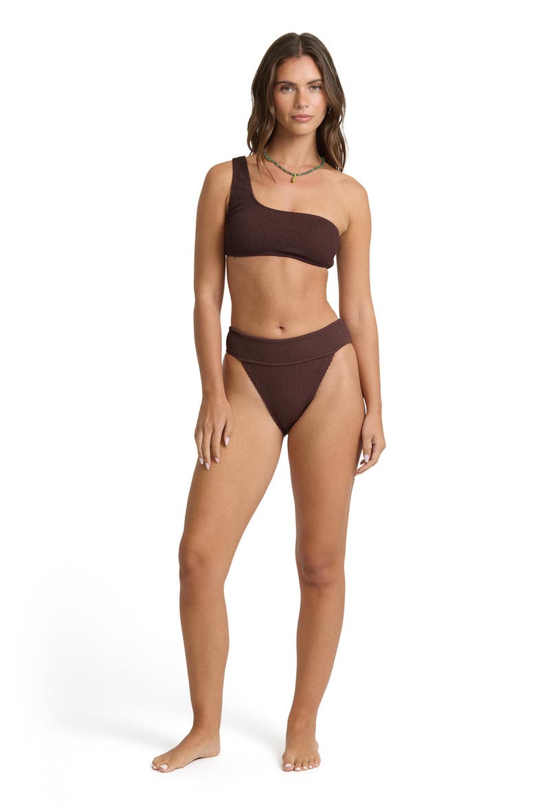 Summer Hi One Shoulder Swim Top, Alternate, color, TEAK