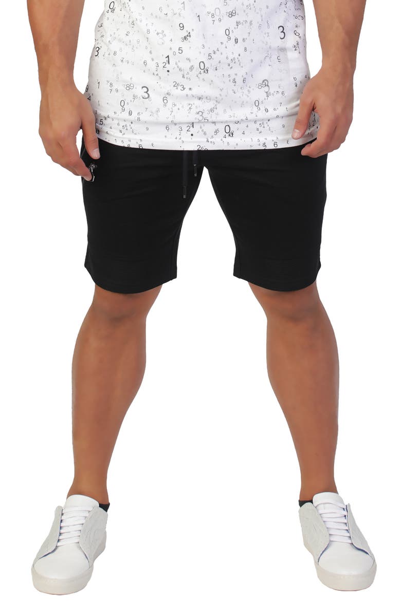 Zip Pocket Stretch Cotton Shorts, Main, color, BLACK