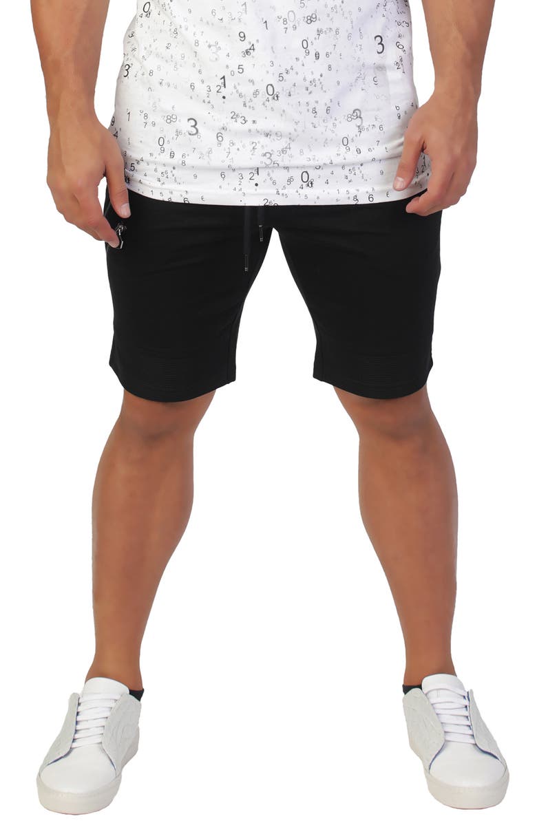 Maceoo Zip Pocket Stretch Cotton Shorts, Main, color, Black
