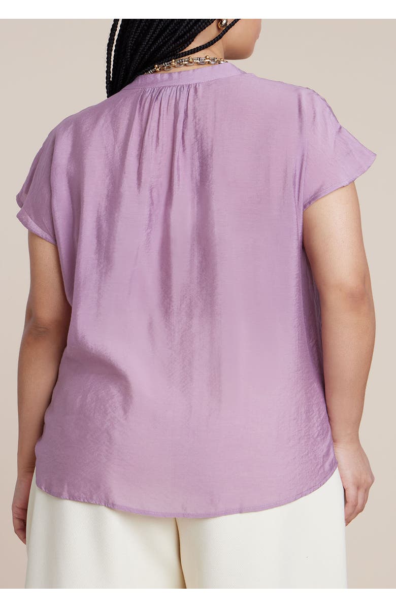 ELOQUII Textured Notch Collar Blouse, Alternate, color, Mesa Rose