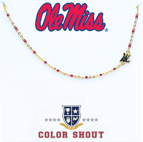 Color Shout Ole Miss Side Necklace In Gold