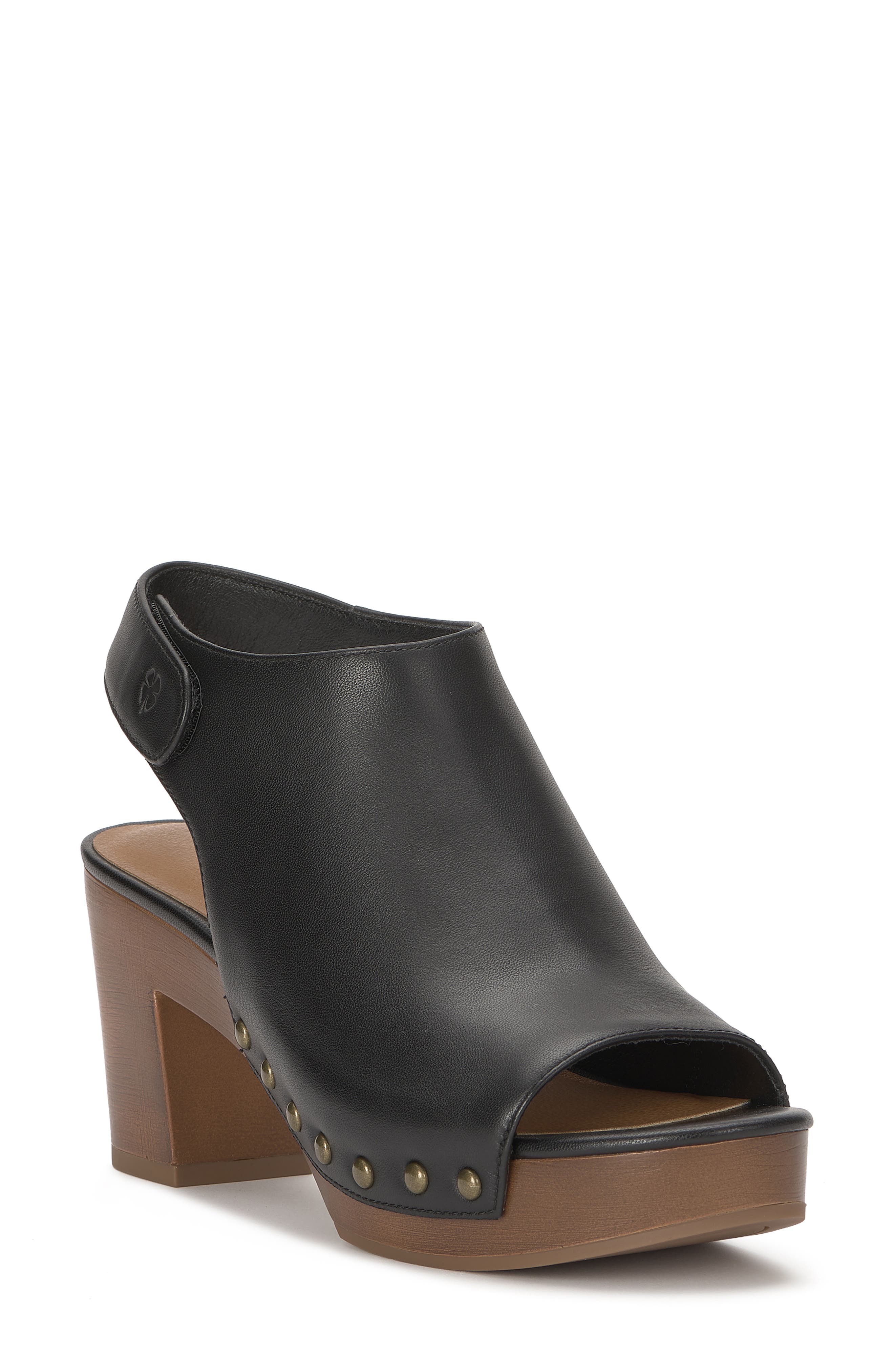 Harpen Leather Sandal, Main, color, BLACK
