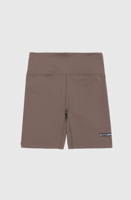 Pynrs Performance Streetwear Hancock Half Tight Shorts In Deep Taupe