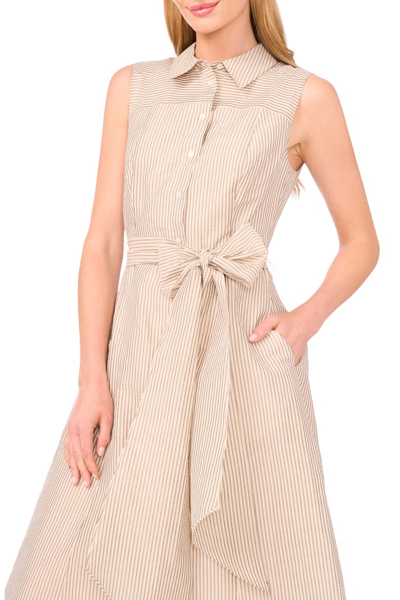 Stripe Sleeveless Midi Shirtdress, Alternate, color, TAUPE BISQUE