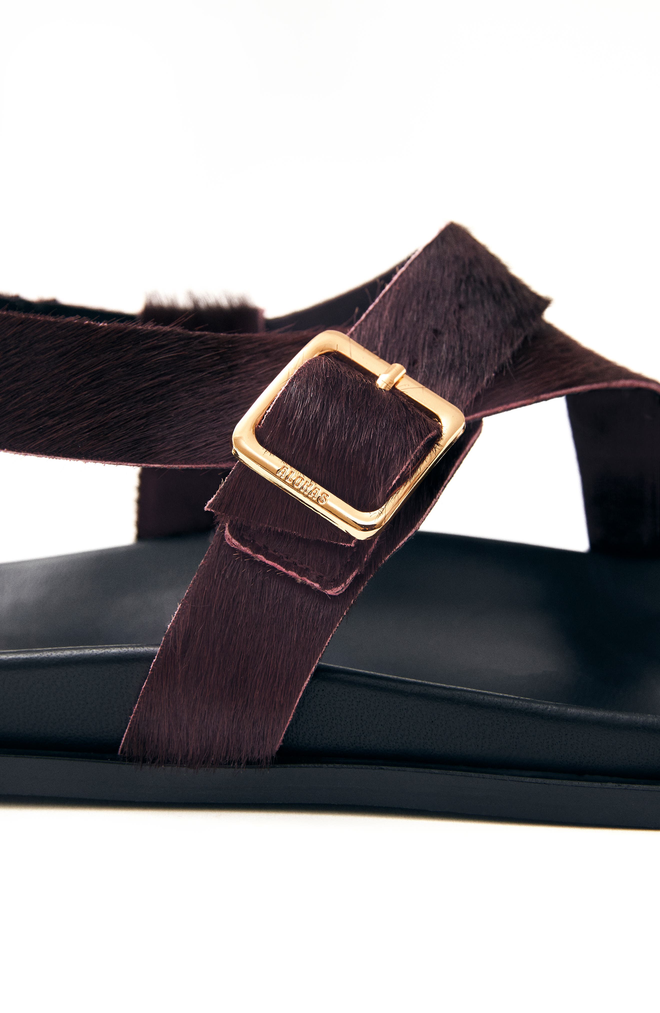 ALOHAS Siren Genuine Calf Hair Sandal, Alternate, color, Burgundy