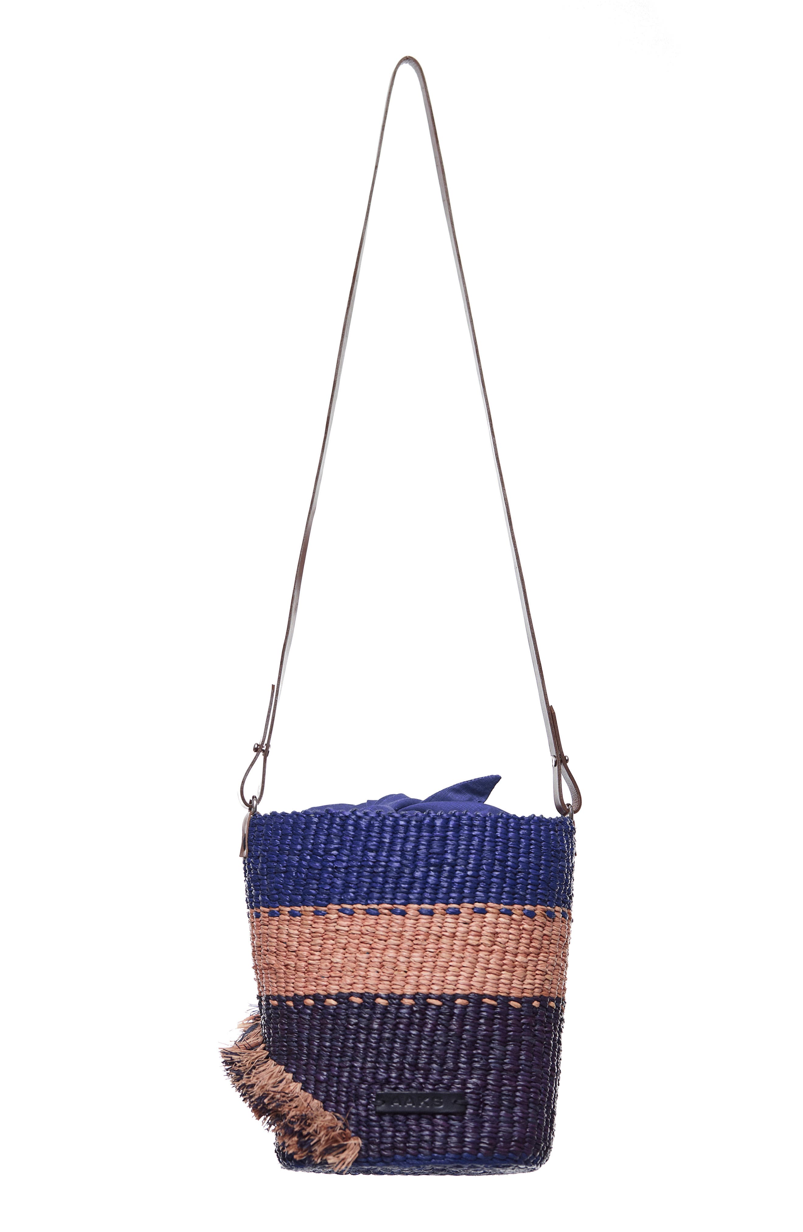 A A K S Lamé Ruffle Raffia Woven Shoulder Bag, Alternate, color, 