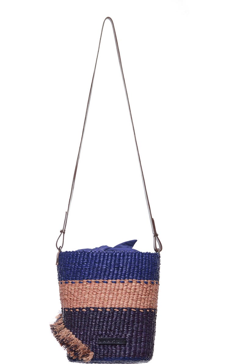 A A K S Lamé Ruffle Raffia Woven Shoulder Bag, Alternate, color,