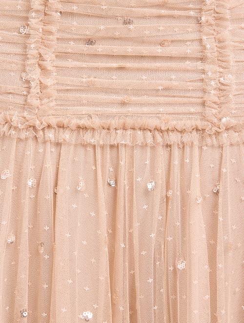 Needle & Thread Gigi Dot One-shoulder Rouched Gown In Neutral