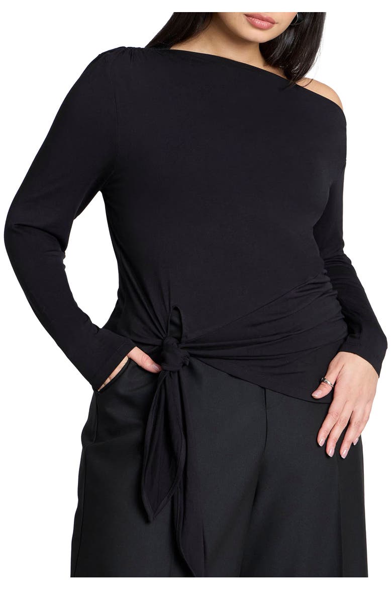Asym Top With Tie (plus), Main, color, BLACK ONYX