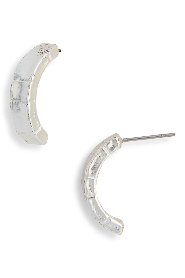 Brick Half Hoop Earrings, Main, color, SILVER
