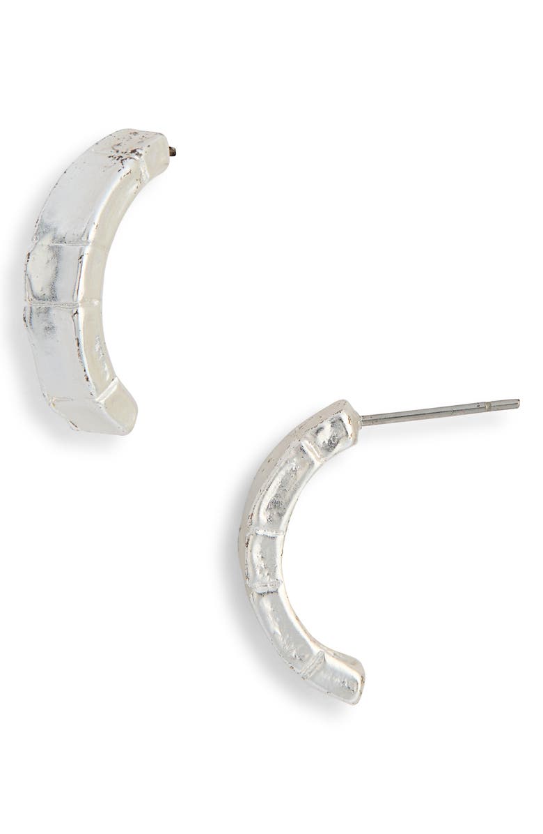 Karine Sultan Brick Half Hoop Earrings, Main, color, Silver