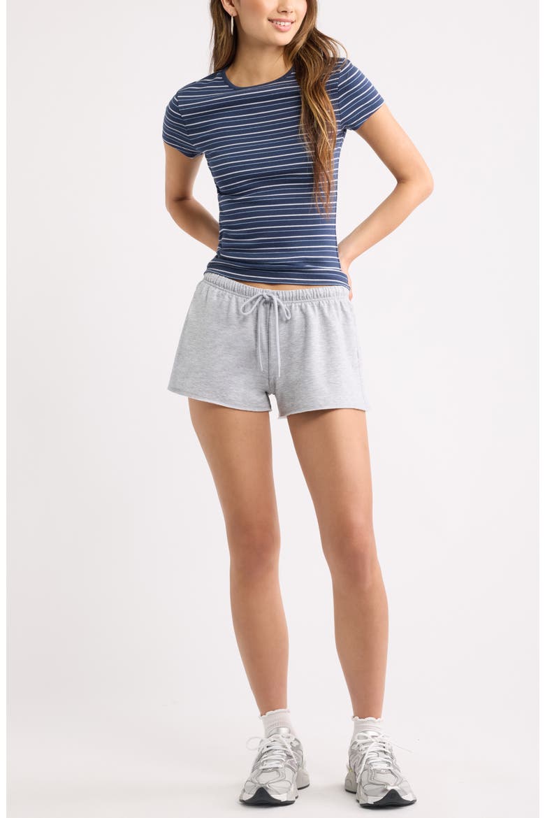 Narrow Drawstring Sweat Shorts, Alternate, color, GREY SOFT HEATHER