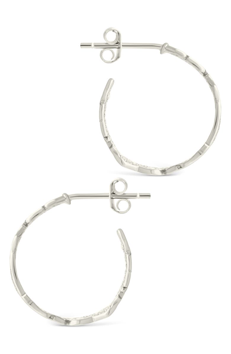 Sterling Forever Mary Textured Hoop Earrings, Alternate, color, Silver