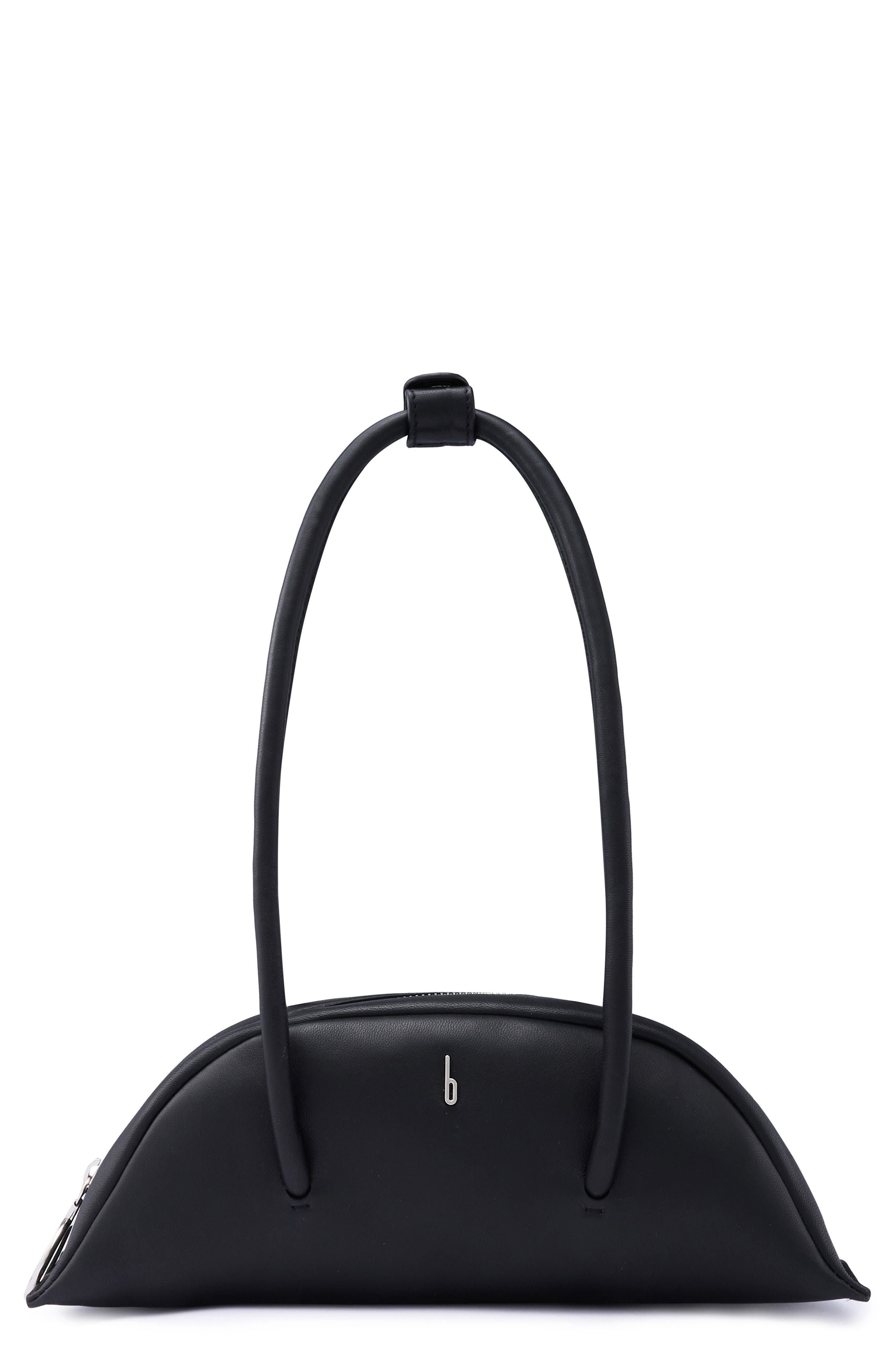behno Mini Laverne Leather Bowler Bag, Main, color, Black