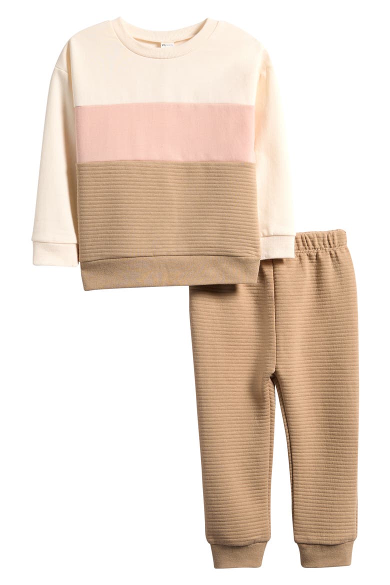 Kids' Colorblock Sweatshirt & Joggers Set, Main, color, HONEY
