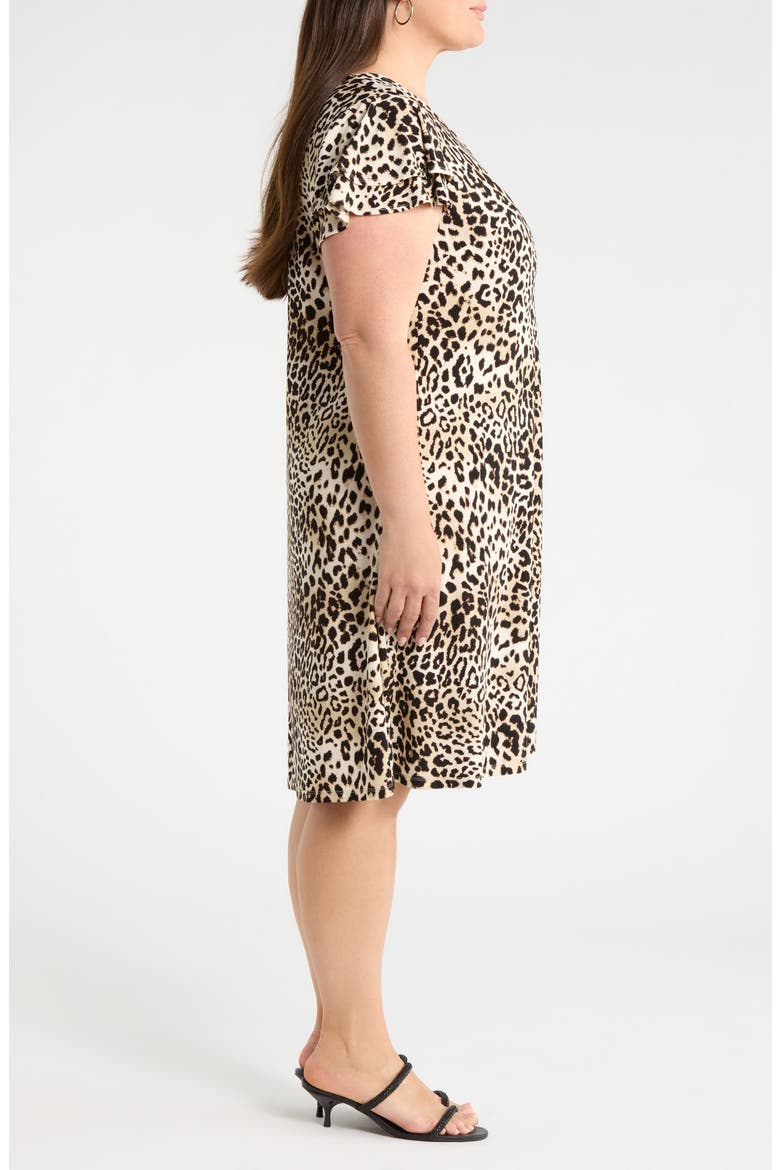 Leopard Print V-Neck Swing Dress, Alternate, color, ANNE BLACK MULTI