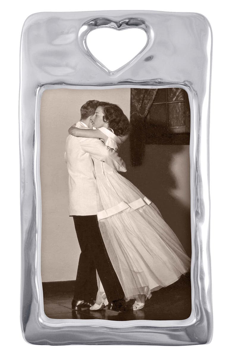 Mariposa Open Heart Picture Frame, Main, color, Silver