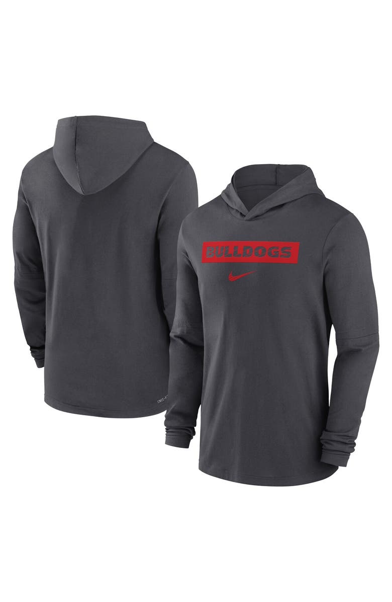 Nike Men's Nike Anthracite Georgia Bulldogs 2024 Sideline Hoodie Performance Long Sleeve T-Shirt, Main, color, Anthracite