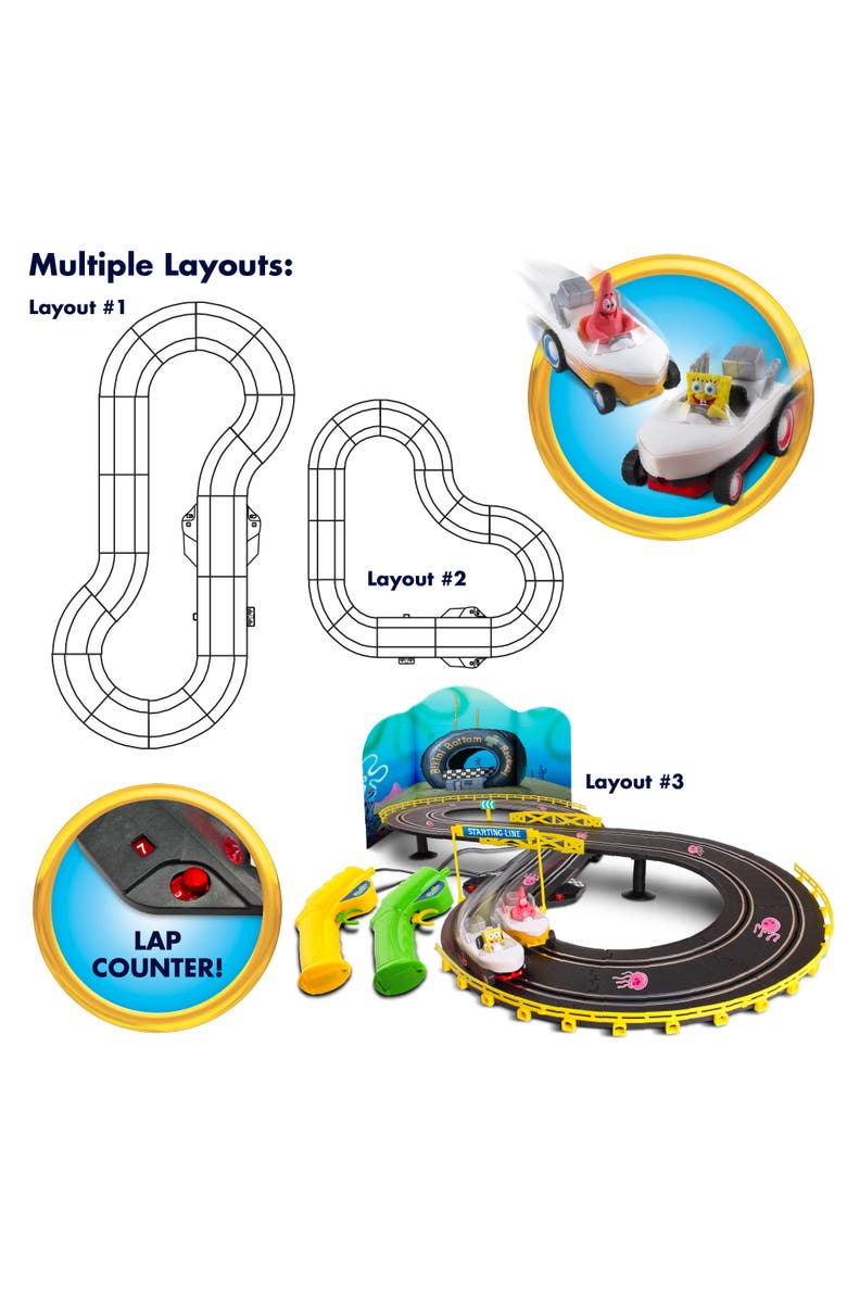 NKOK Spongebob Squarepants Hot Boat Rc Slot Car Race Set, Alternate, color, Multicolored
