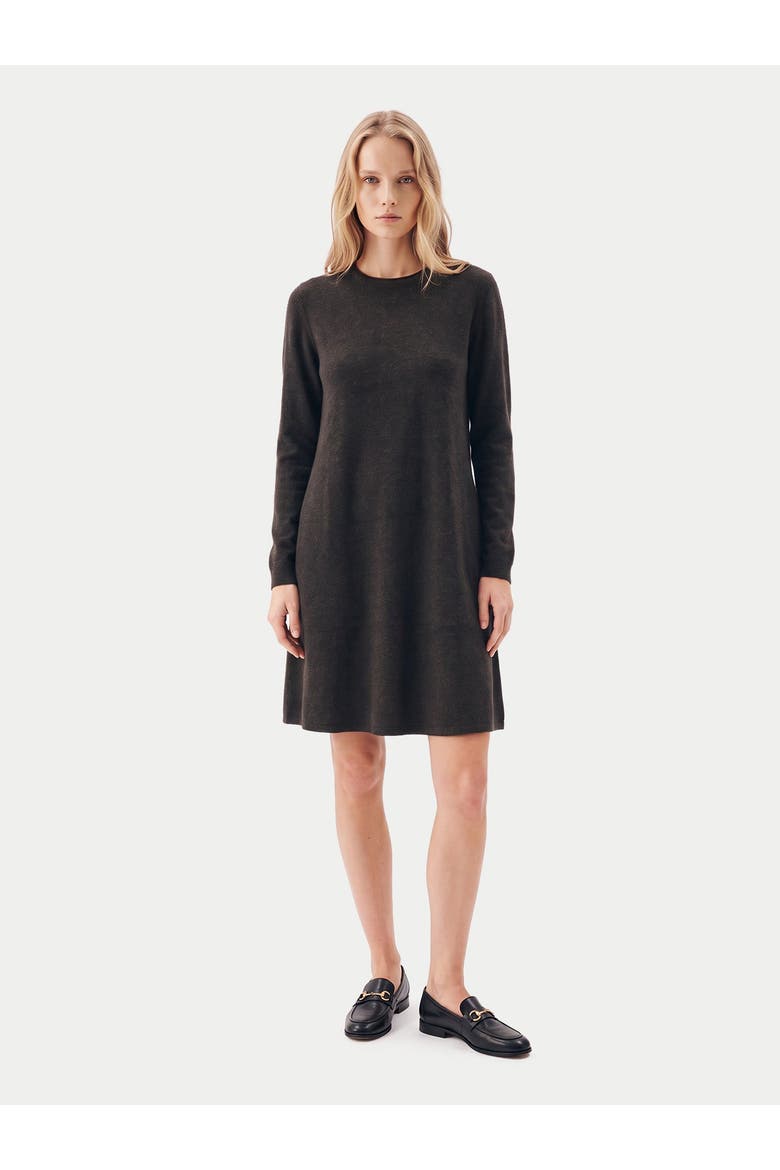 Cashmere A-line Knitted Dress, Alternate, color, olive brown
