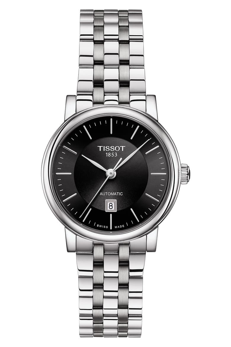 T-Classic Carson Bracelet Watch, 30mm, Main, color, SILVER/ BLACK/ SILVER