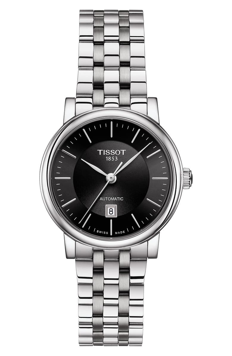 Tissot T-Classic Carson Bracelet Watch, 30mm, Main, color, Silver/ Black/ Silver
