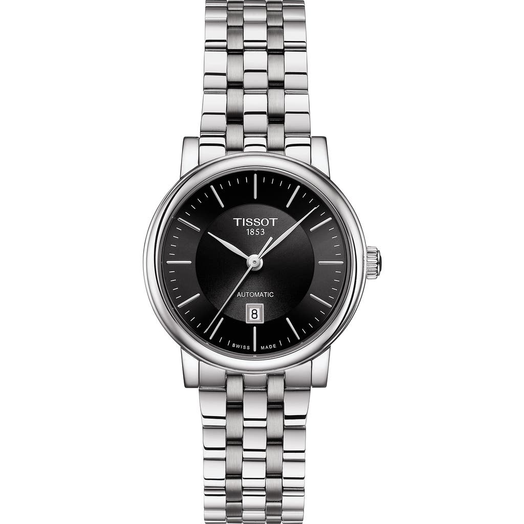 Tissot T-classic Carson Bracelet Watch, 30mm In Silver/black/silver