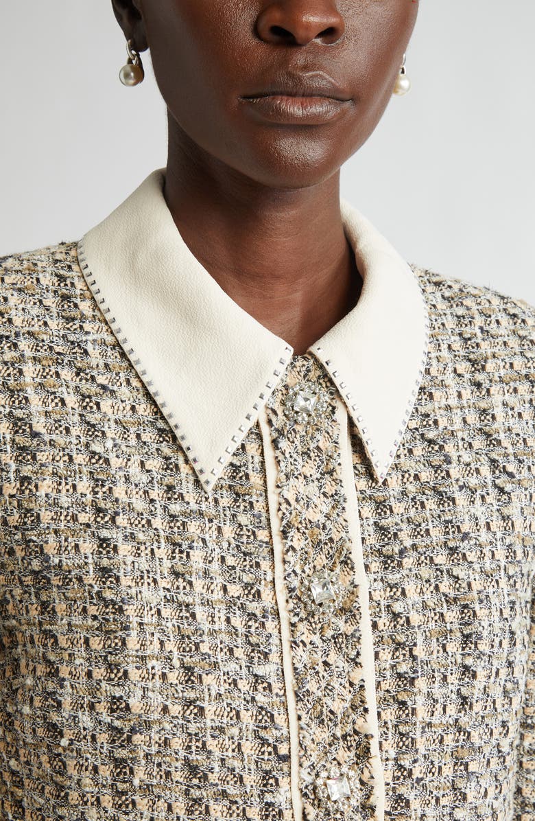 ST. JOHN Metallic Collage Tweed Crop Jacket, Alternate, color, 