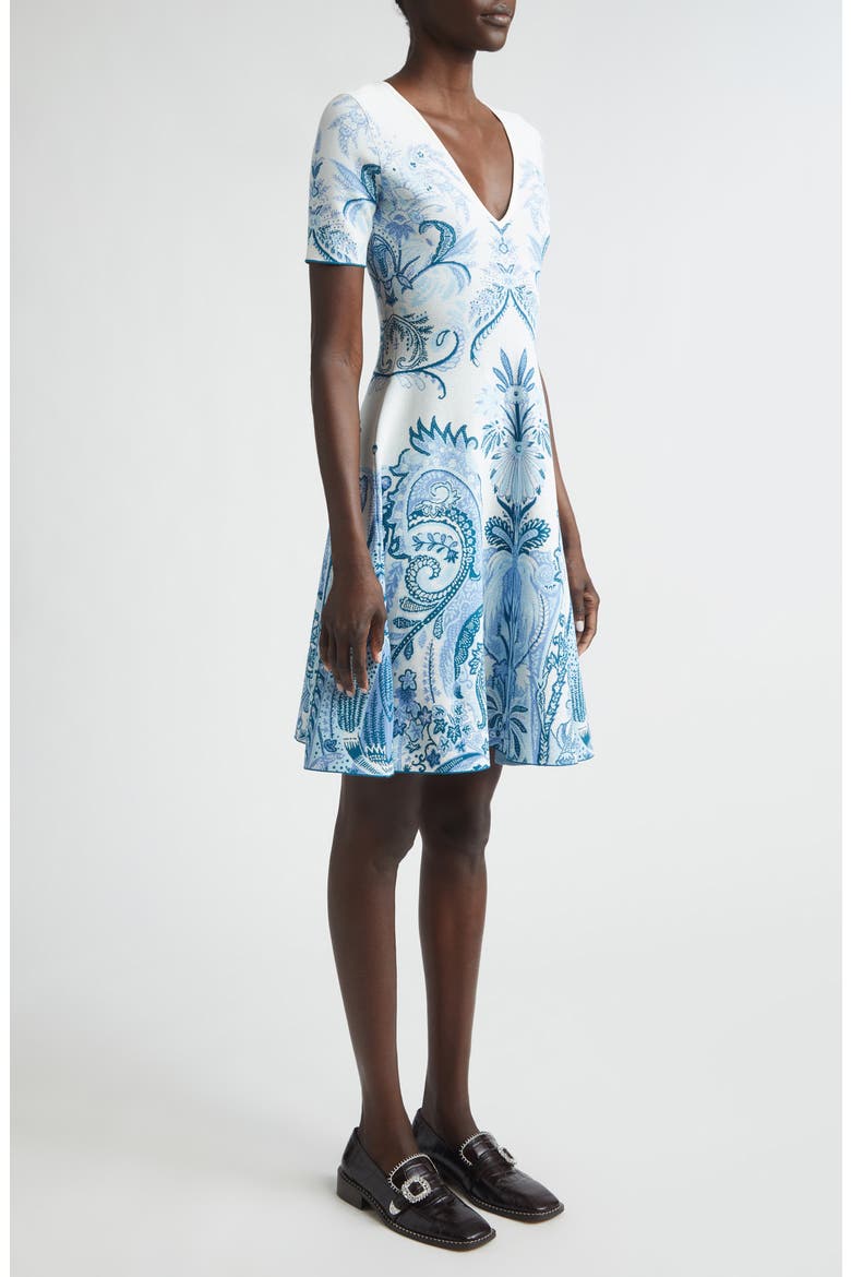 Paisley Double Knit Jacquard Sweater Dress, Alternate, color, SUGAR PAPER BLUE