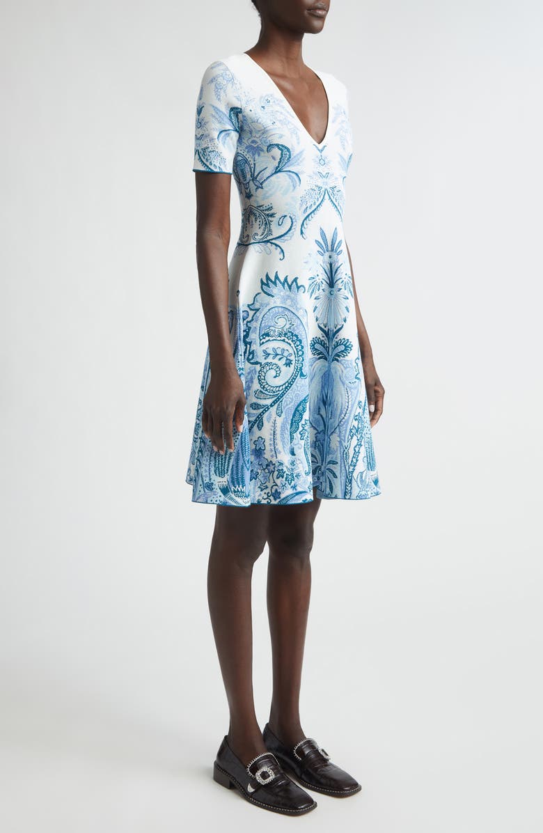 Etro Paisley Double Knit Jacquard Sweater Dress, Alternate, color, Sugar Paper Blue