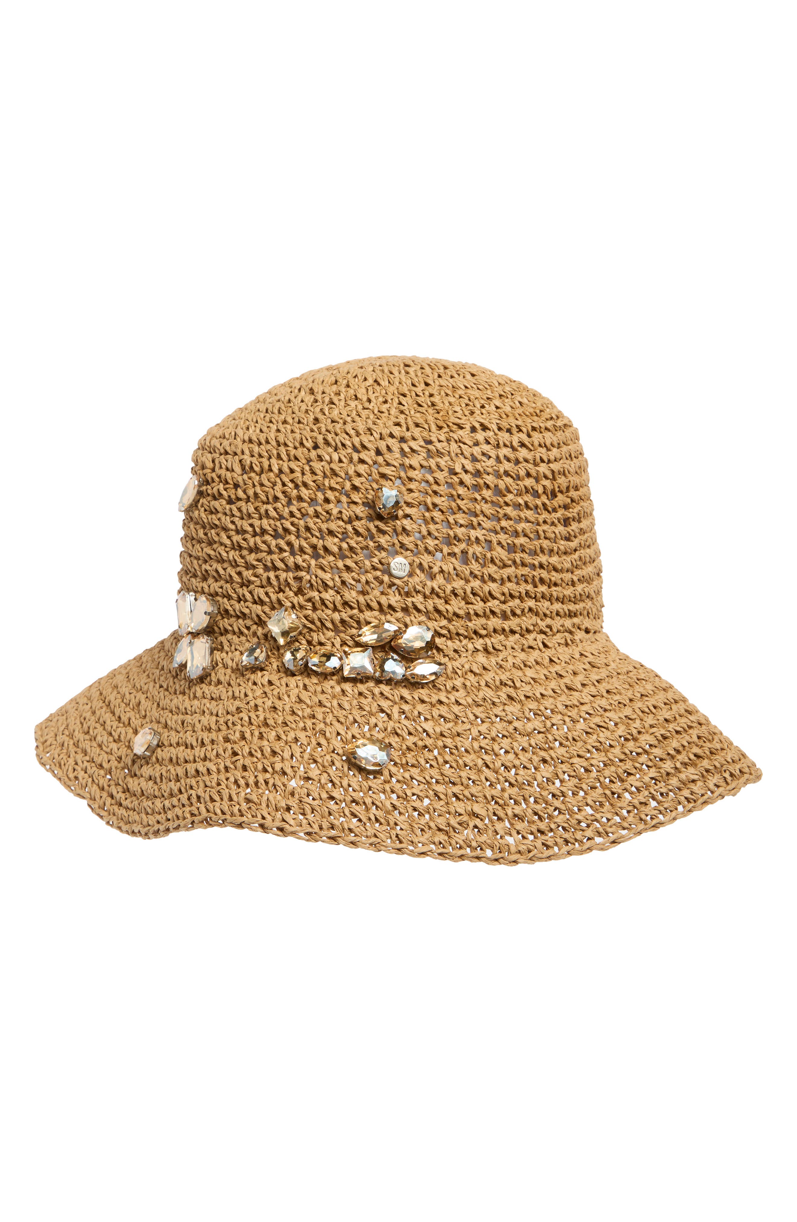 Steve Madden Rhinestone Straw Bucket Hat (Women) | Nordstromrack