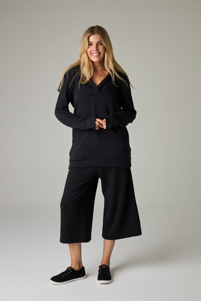 Serengeti Eco-Luxe Fleece Oversized Hoodie - Cloud-Soft Comfort, Alternate, color, Coal Black