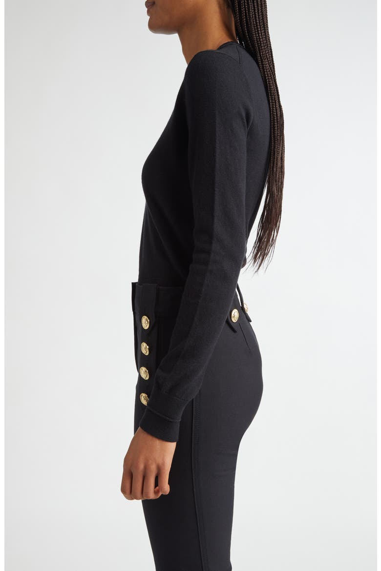 Alizee Crewneck Cotton & Cashmere Sweater, Alternate, color, BLACK