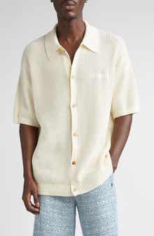 Open Stitch Button-Up Shirt