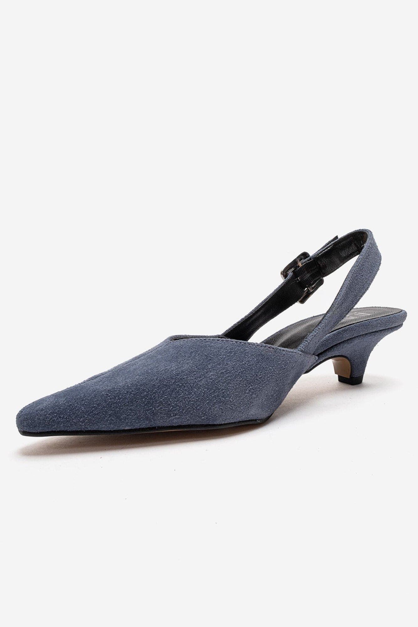 Dioris Leather Slingback Kitten Heel Pump, Alternate, color, Denim Suede