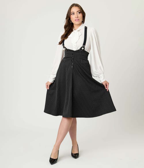 Unique Vintage Plus Size 1950s Suspender Swing Skirt In Black