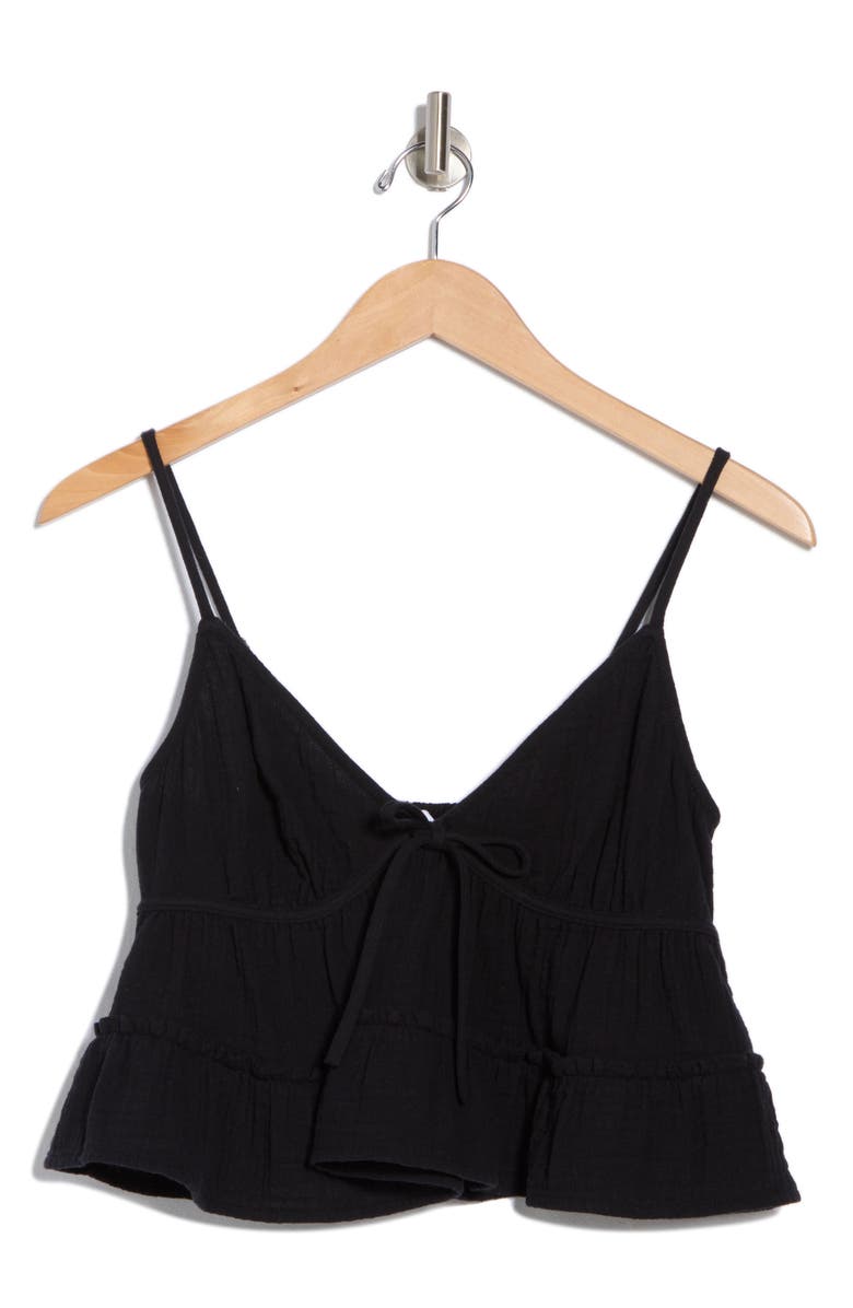 Abound Front Tie Gauze Cami, Alternate, color, Black