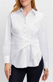 Foxcroft Sabine Side Tie Button-Up Shirt