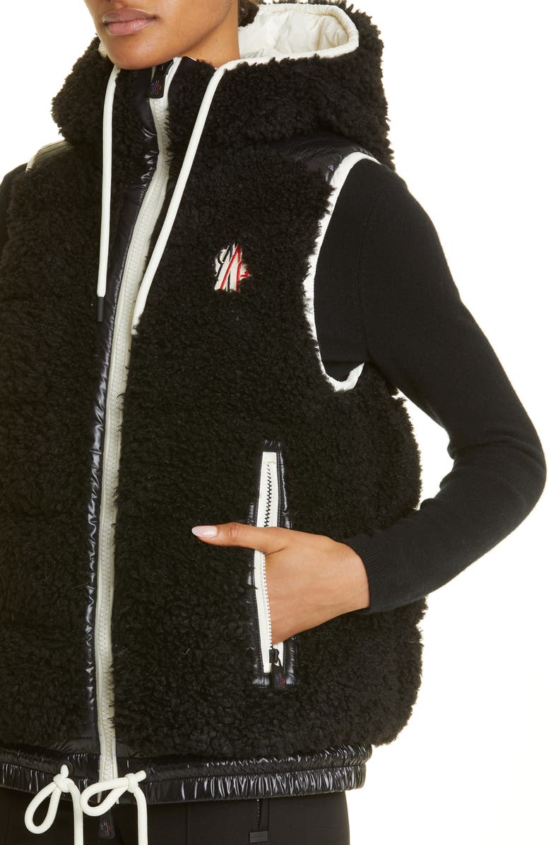 Moncler Grenoble Teddy Fleece Hooded Down Vest, Alternate, color, 