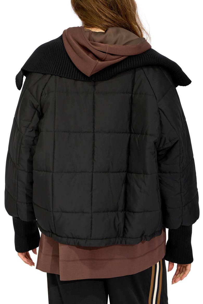 Elements Quilted Jacket with Detachable Rib Collar, Alternate, color, BLACK