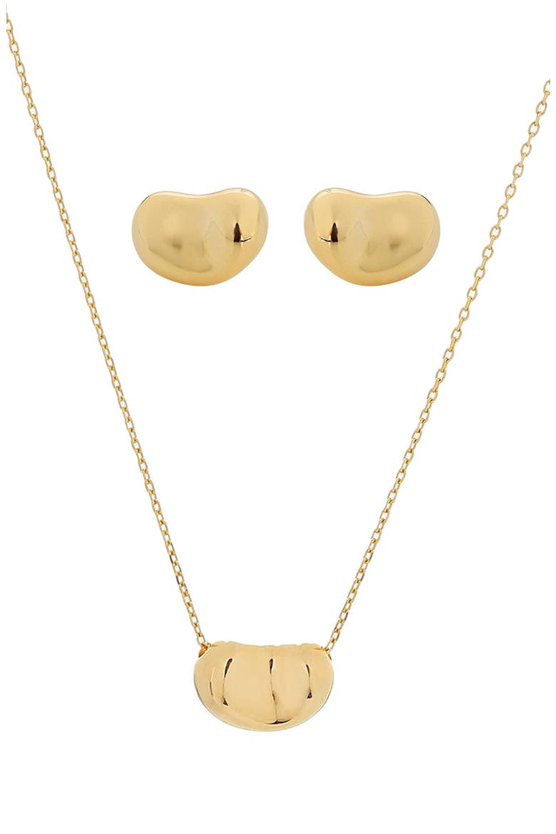 Sterling Silver 18k Gold Plated Alexandra Necklace & Earring Set Trendy Gift, Main, color, Gold
