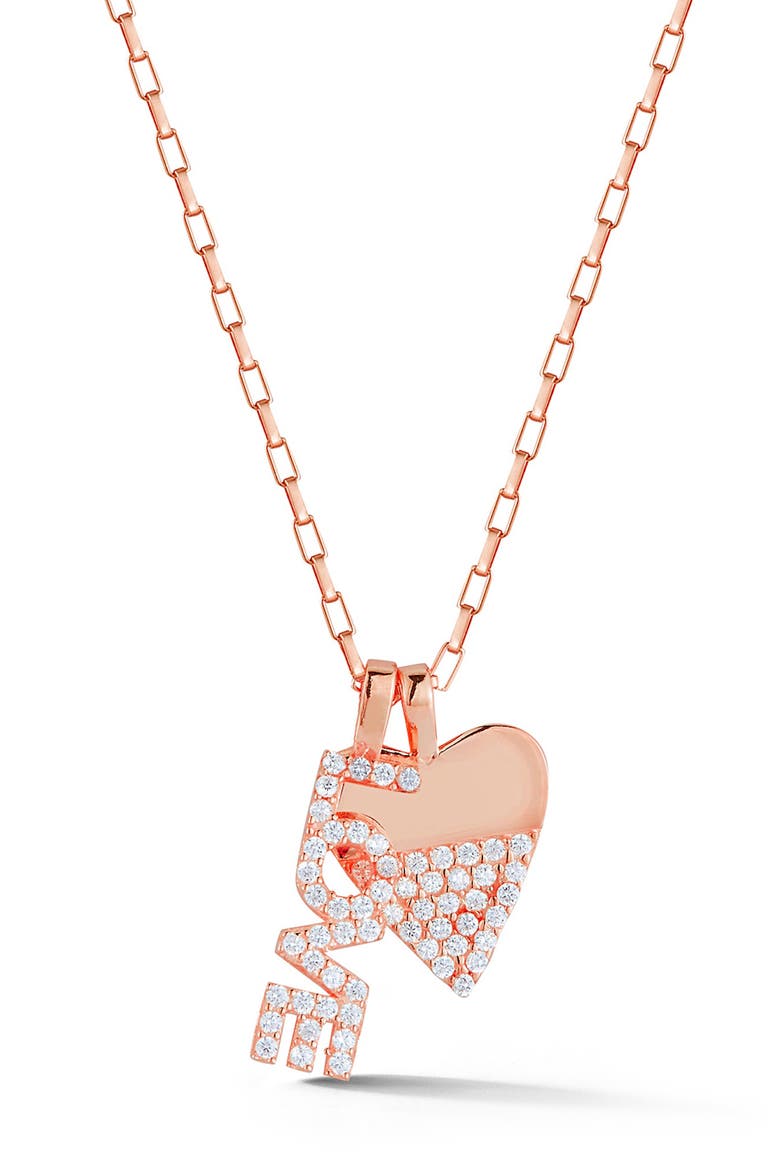 Love Heart Pendant Necklace, Main, color, ROSE GOLD