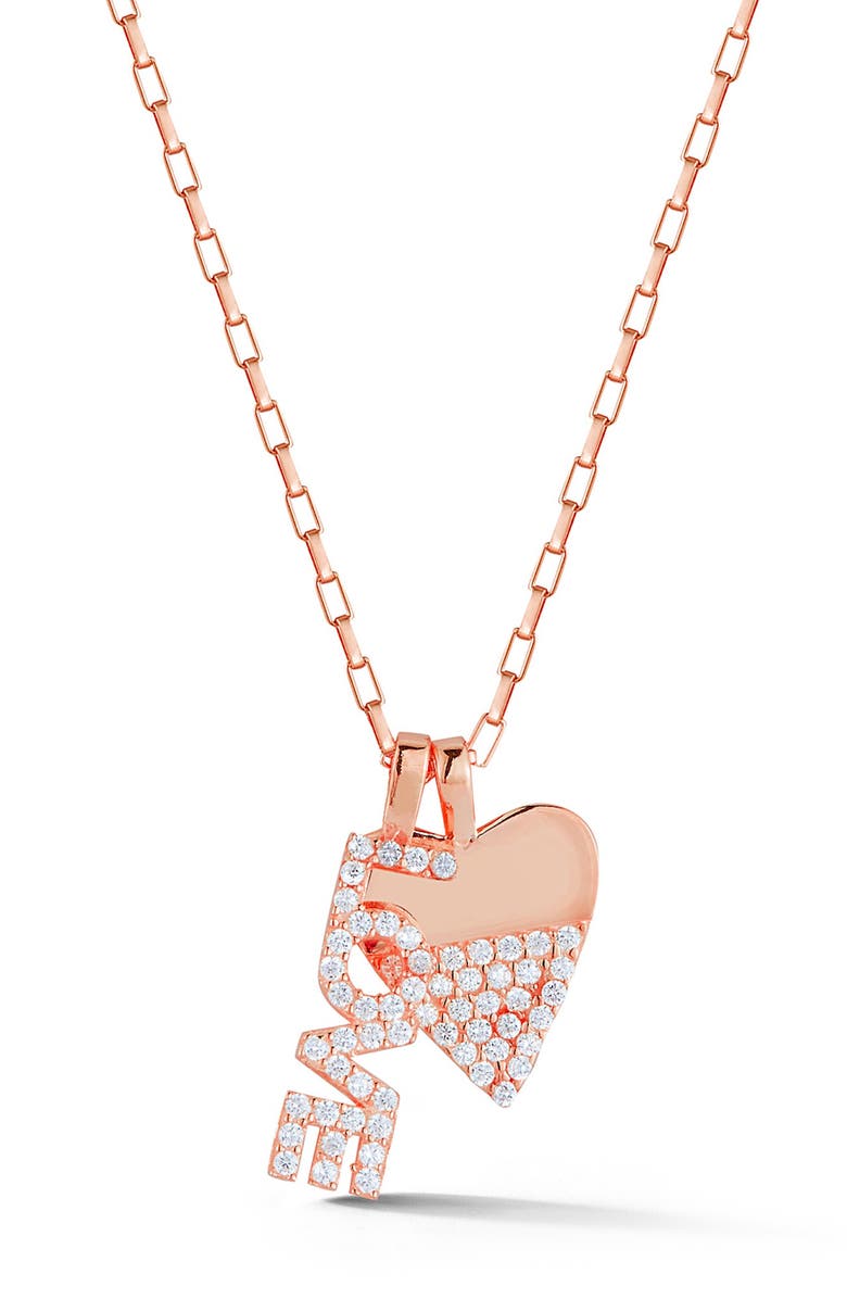 SPHERA MILANO Love Heart Pendant Necklace, Main, color, Rose Gold
