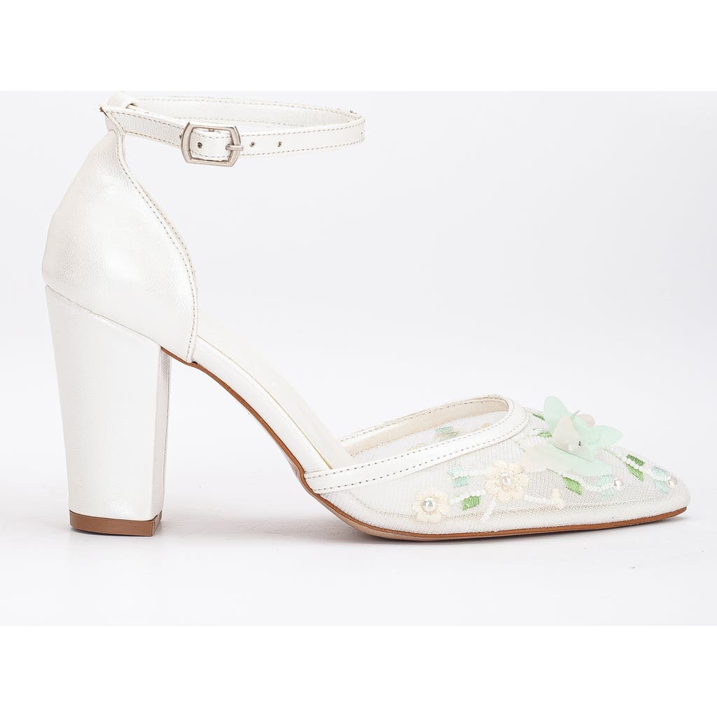 Forever & Always Shoes Women's White Aveline - Ivory Lace Bridal Heels In Ivory With Light Green