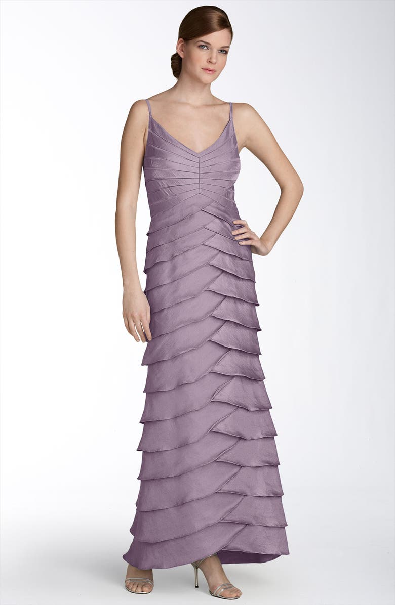 Adrianna Papell Shutter Tuck Gown with Bolero Jacket, Alternate, color,