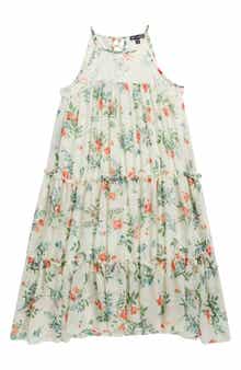 Kids' Floral Lace Bodice Trapeze Dress
