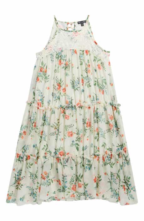 Kids' Floral Lace Bodice Trapeze Dress