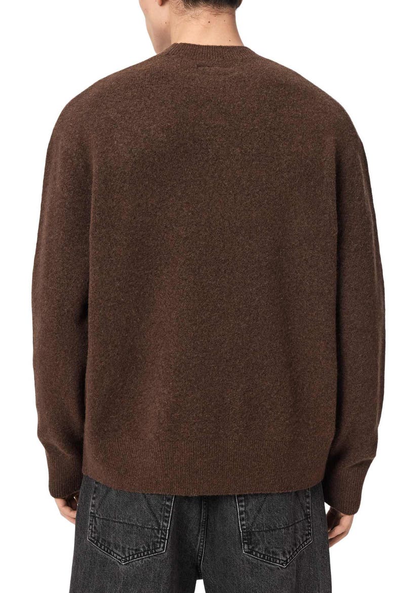 Stamp Logo Intarsia Crewneck Sweater, Alternate, color, PETRI OAT BROWN