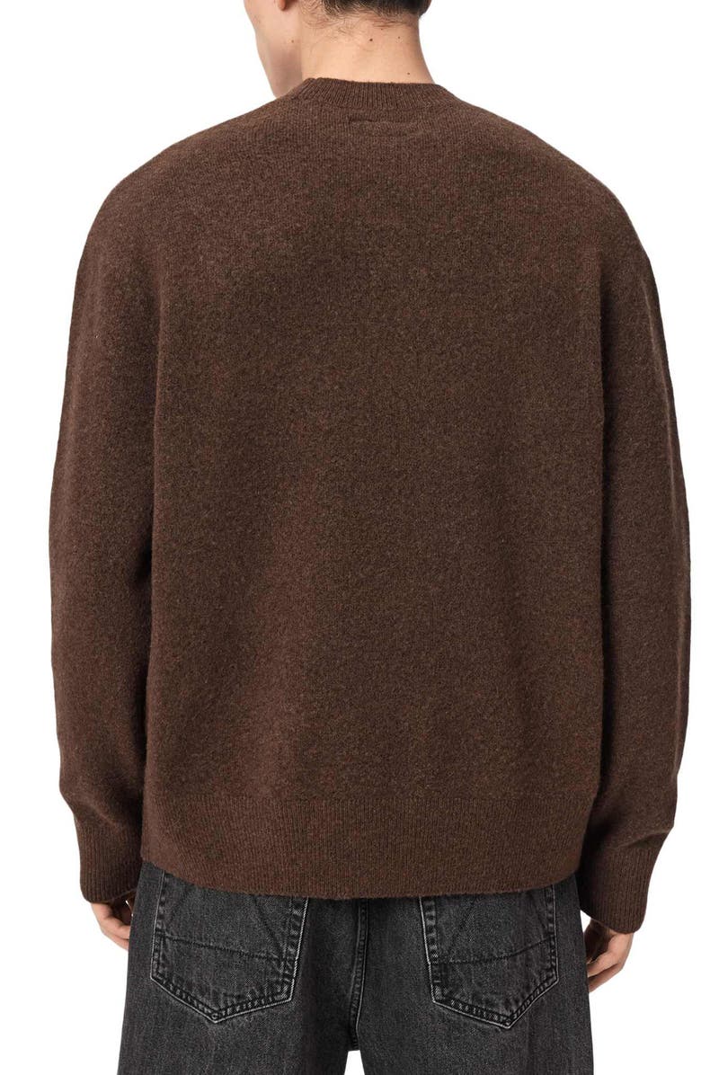 AllSaints Stamp Logo Intarsia Crewneck Sweater, Alternate, color, Petri Oat Brown